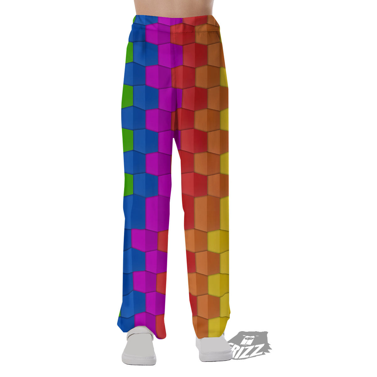 Cubes Rainbow Print Pattern Pajama Pants-grizzshop
