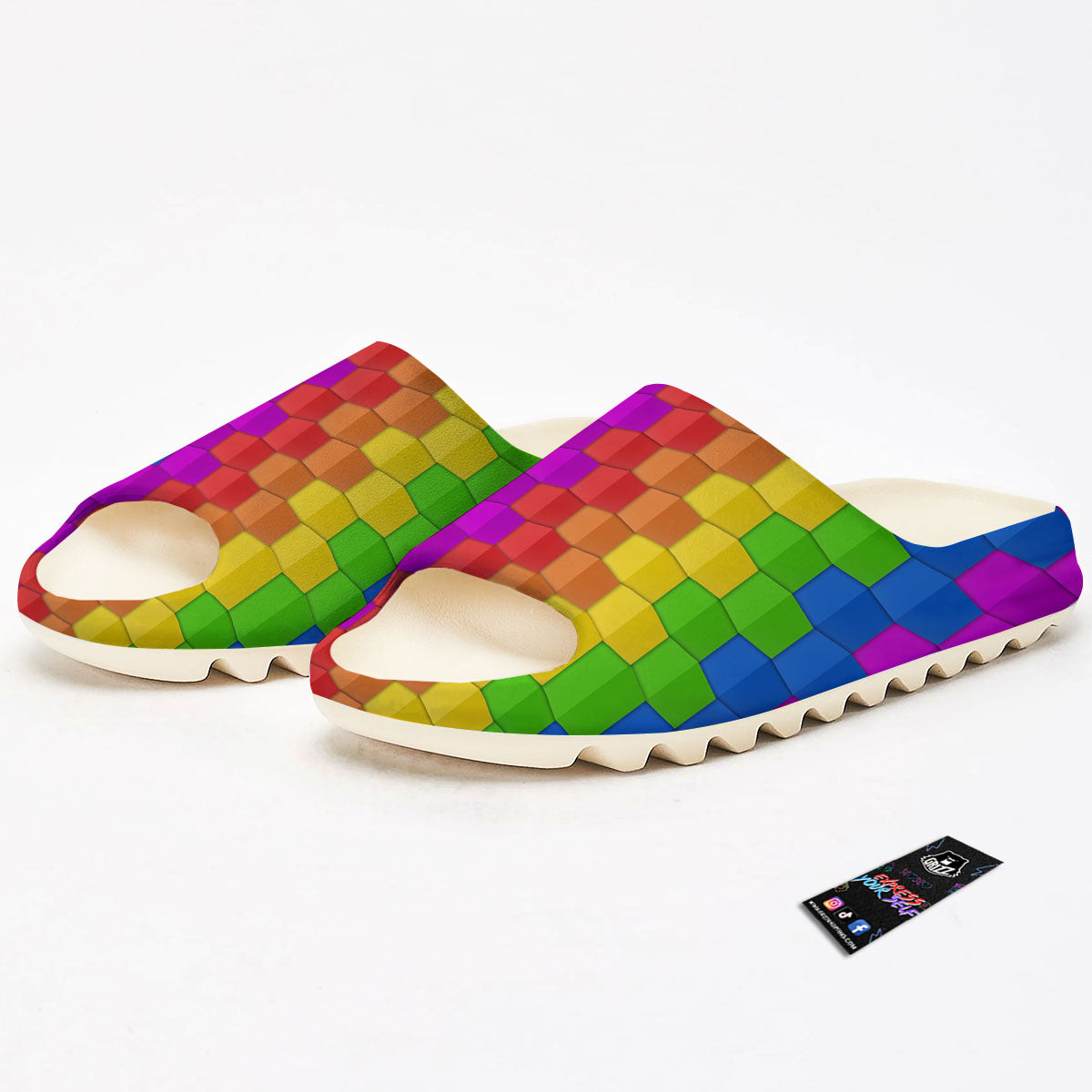 Cubes Rainbow Print Pattern Sandals-grizzshop