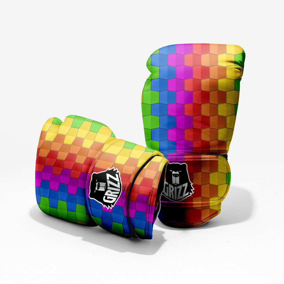Cubes Rainbow Print Pattern Pro Boxing Glove