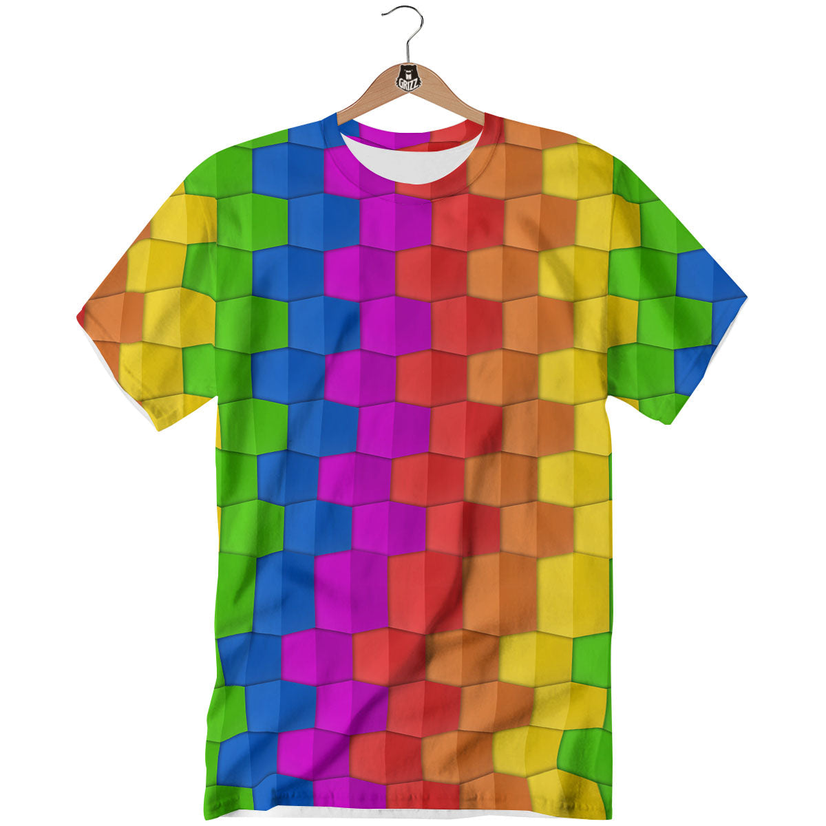 Cubes Rainbow Print Pattern T-Shirt-grizzshop
