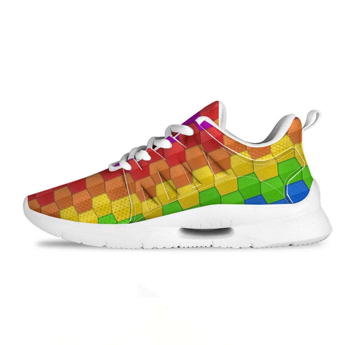Cubes Rainbow Print Pattern Tennis Shoes-grizzshop