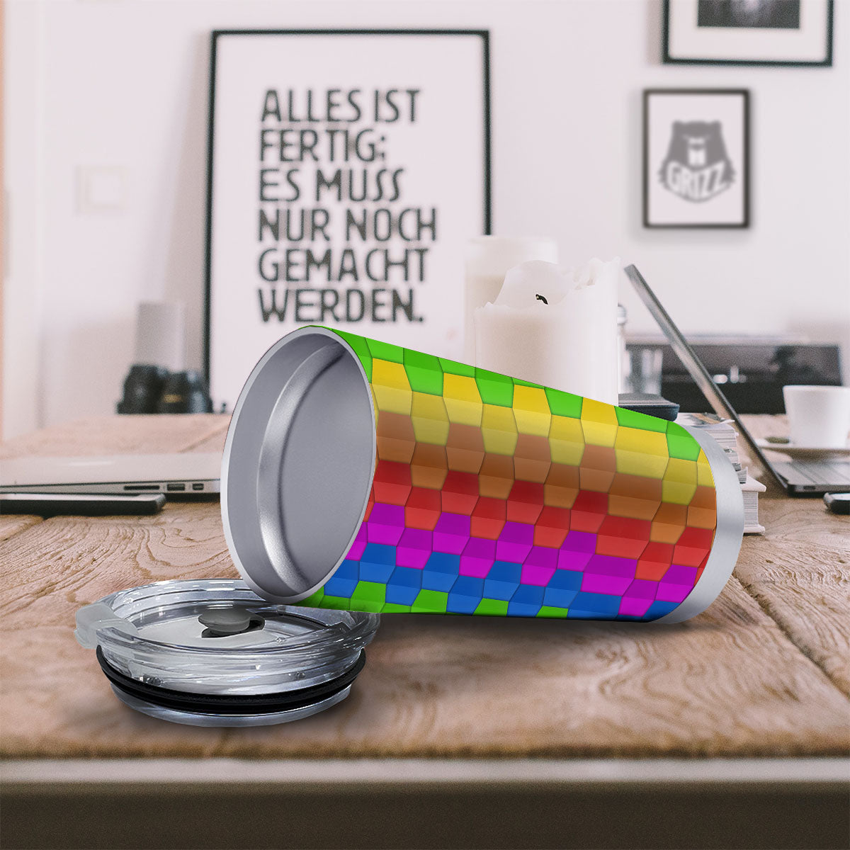 Cubes Rainbow Print Pattern Tumbler-grizzshop
