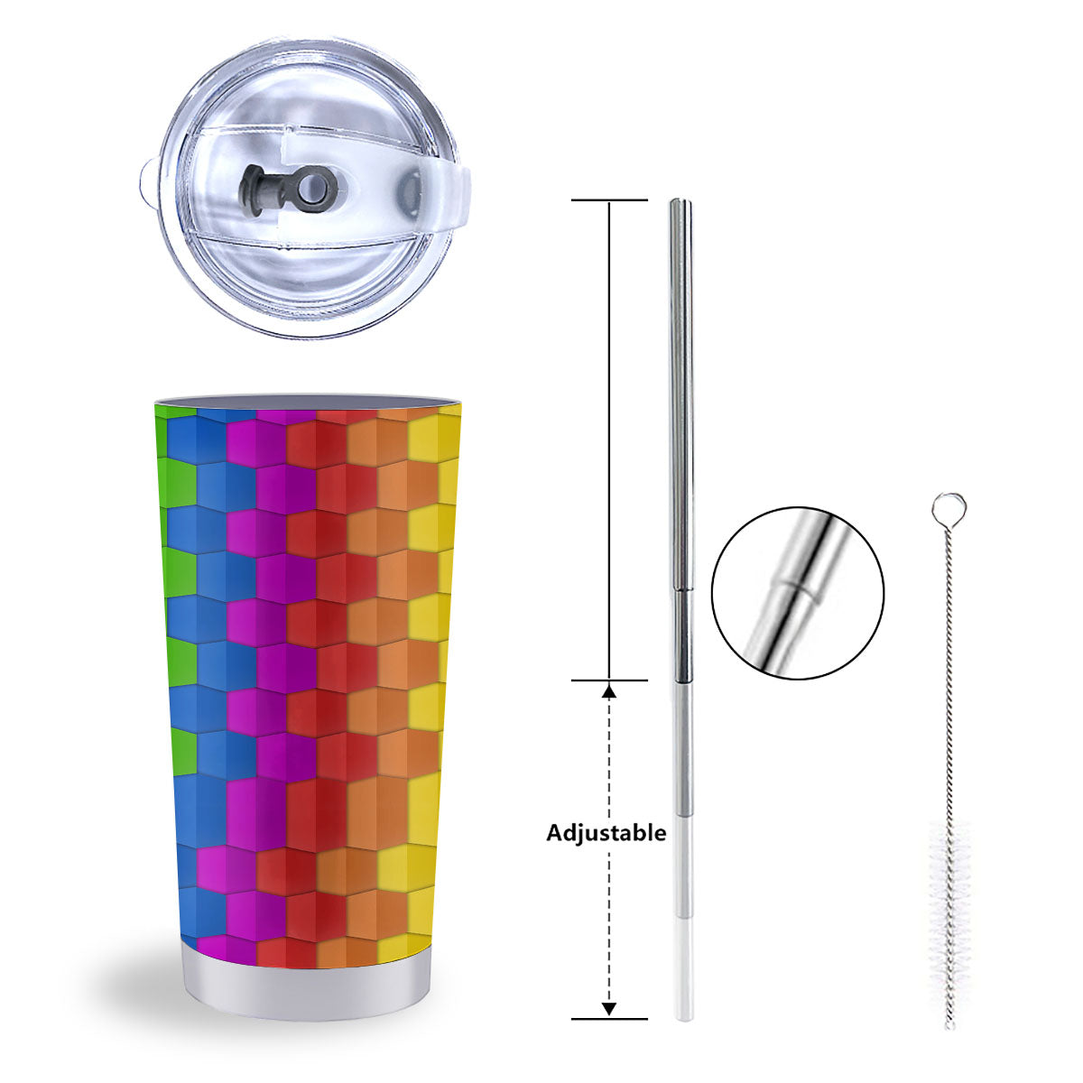 Cubes Rainbow Print Pattern Tumbler-grizzshop