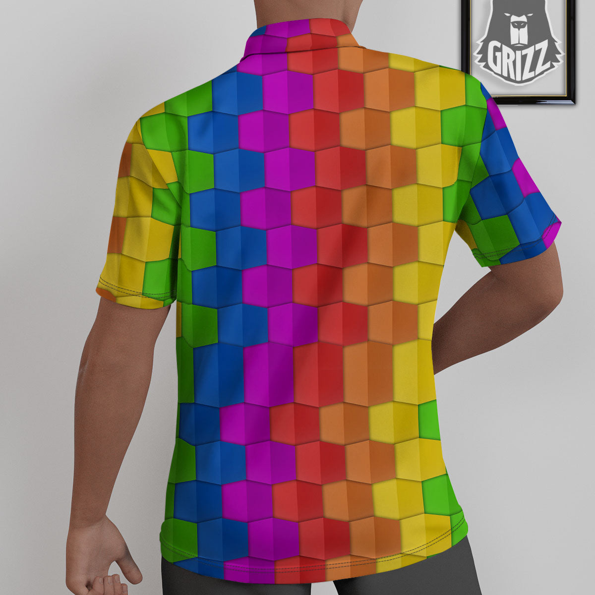 Cubes Rainbow Print Pattern Untucked Shirts-grizzshop