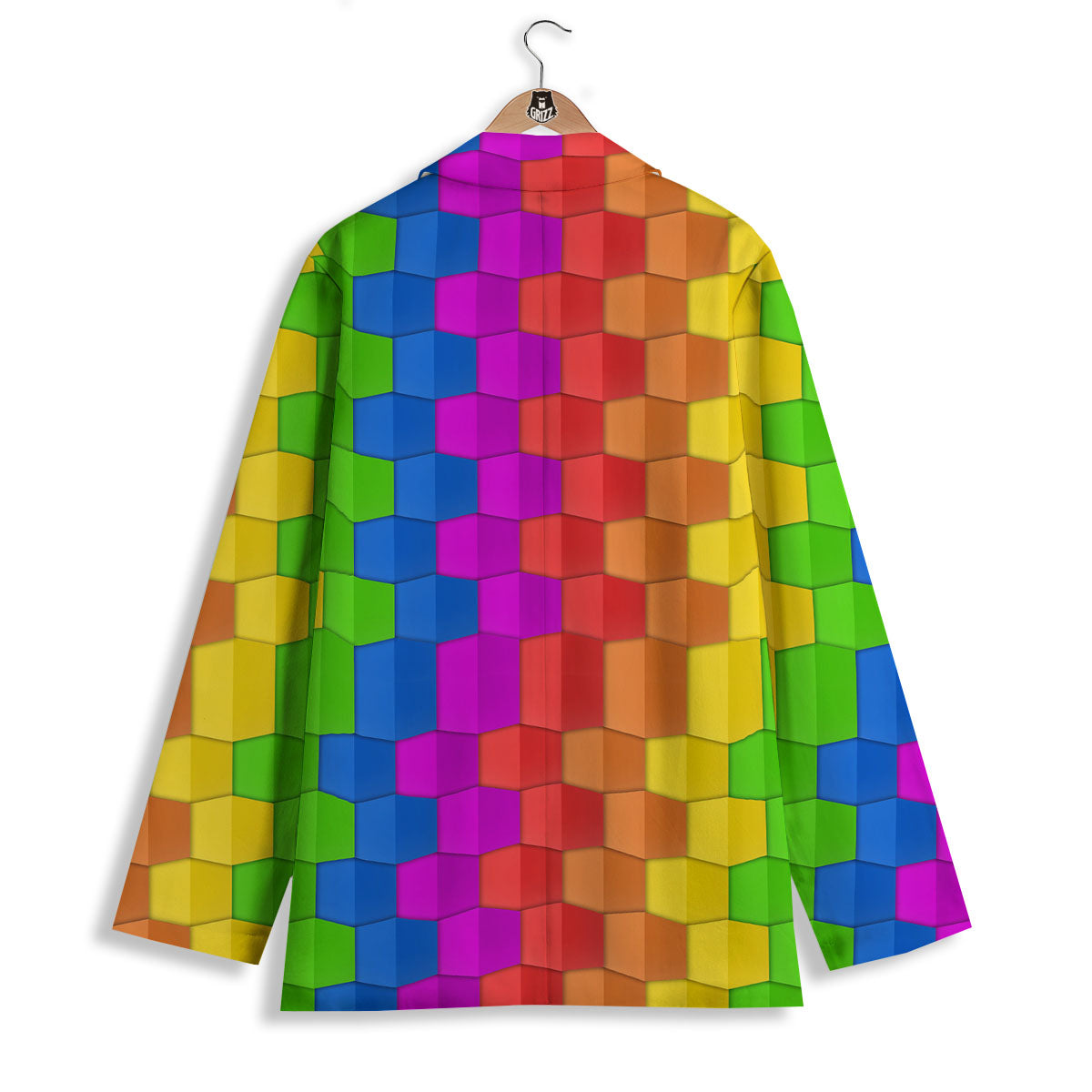 Cubes Rainbow Print Pattern Women's Blazer-grizzshop