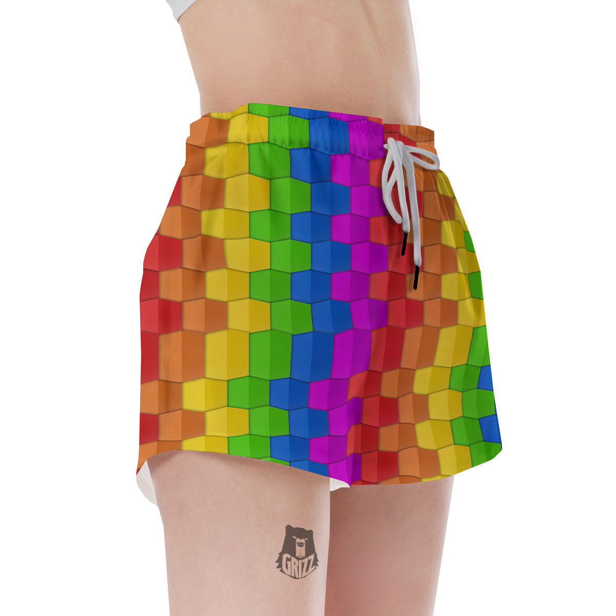 Cubes Rainbow Print Pattern Women's Shorts-grizzshop
