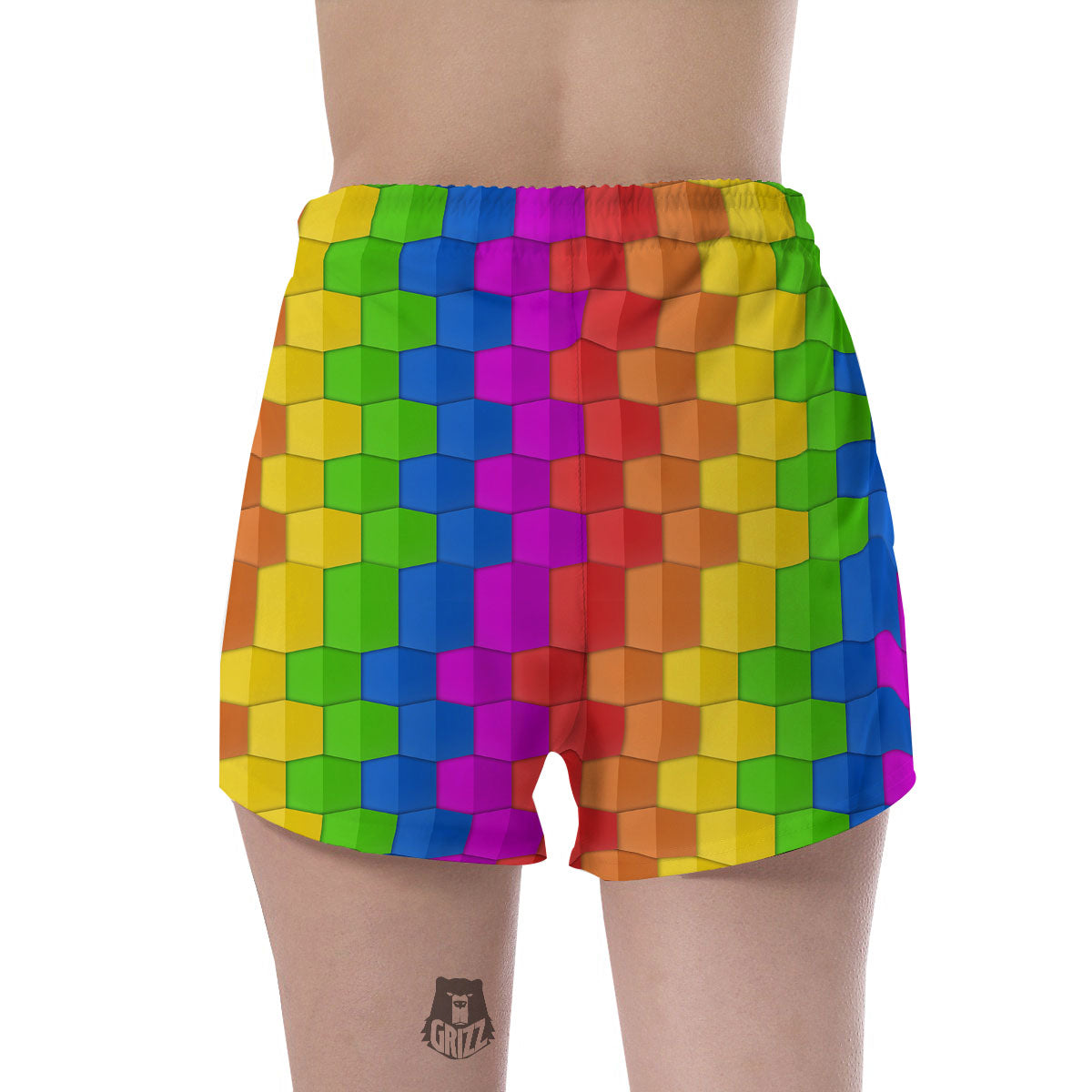 Cubes Rainbow Print Pattern Women's Shorts-grizzshop