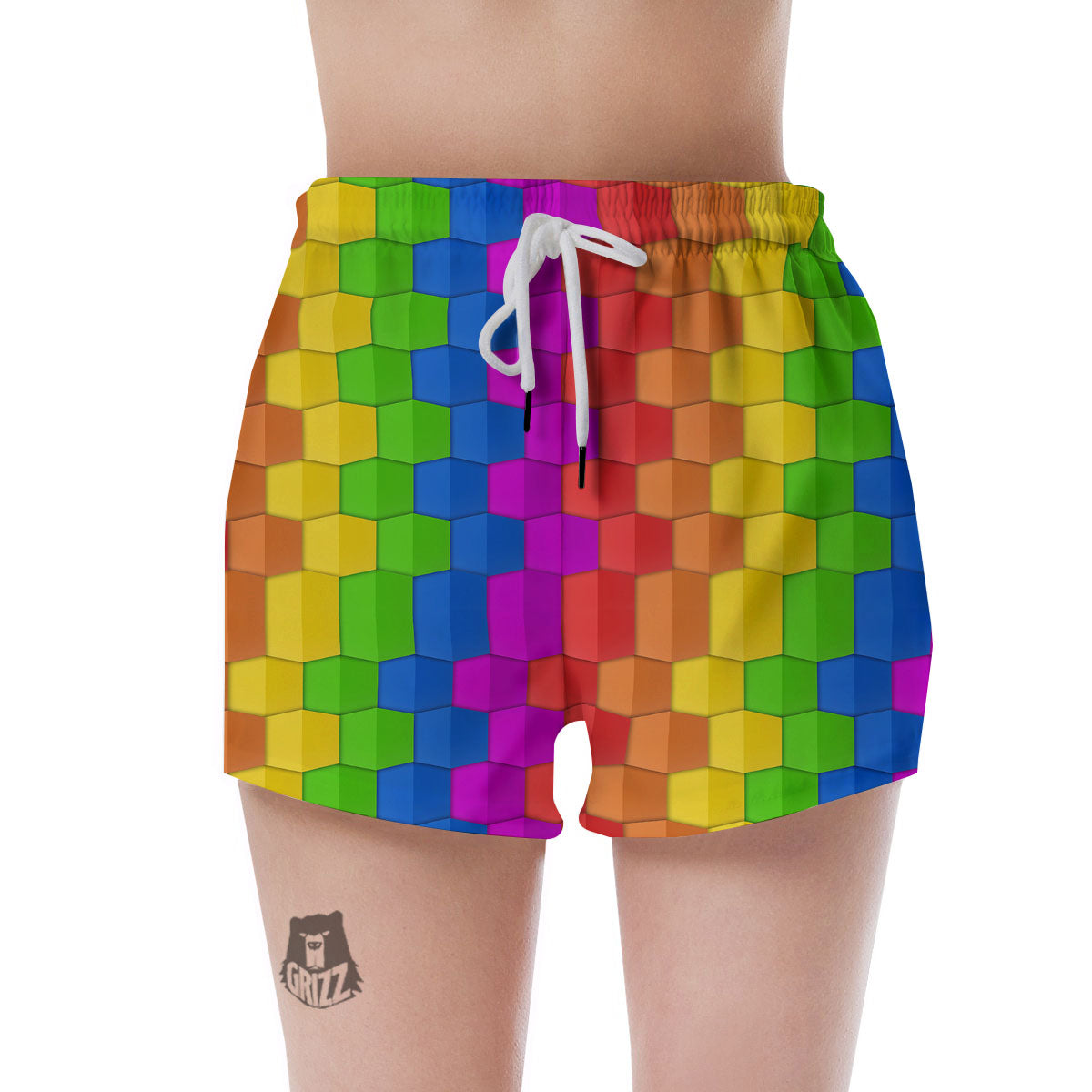 Cubes Rainbow Print Pattern Women's Shorts-grizzshop