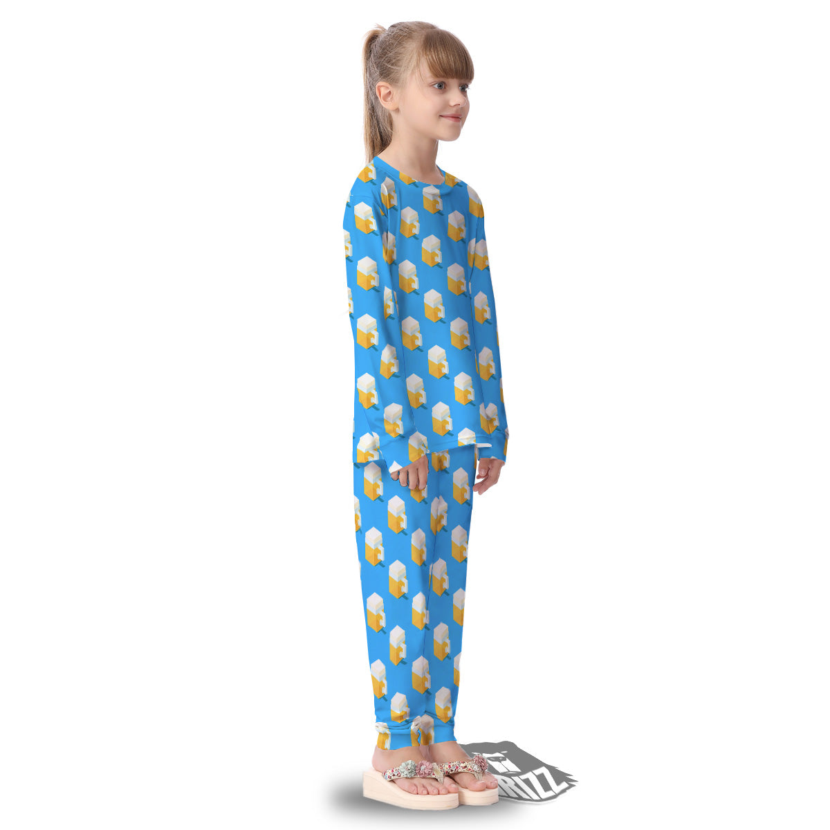 Cubic Beer Mugs On Blue Print Pattern Kid's Pajamas-grizzshop