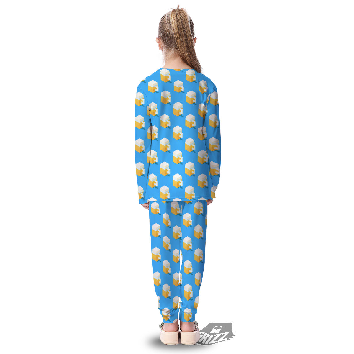 Cubic Beer Mugs On Blue Print Pattern Kid's Pajamas-grizzshop