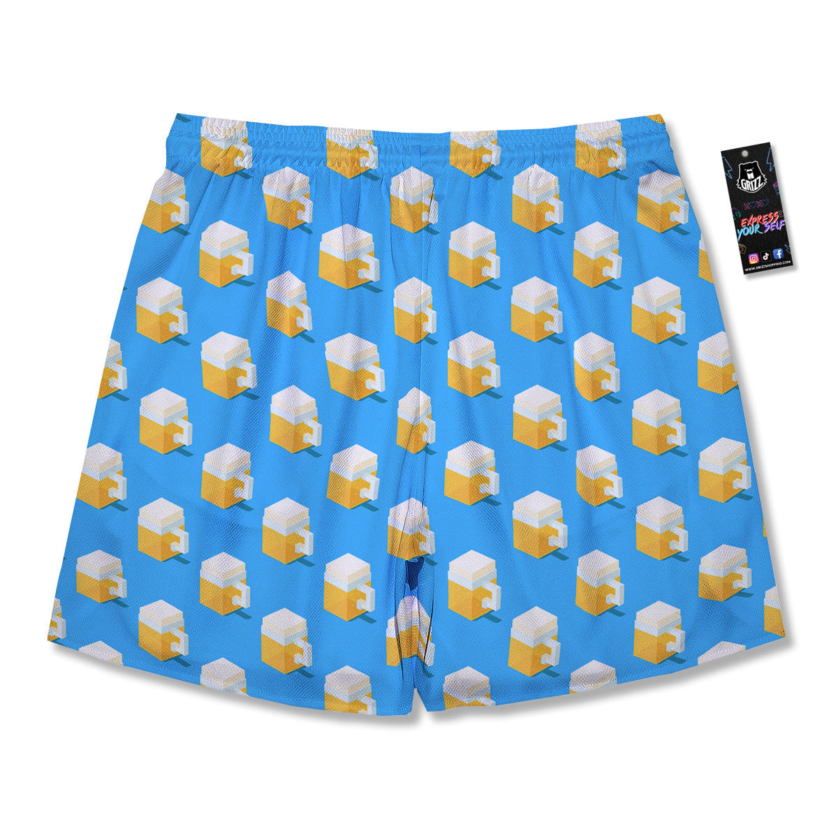 Cubic Beer Mugs On Blue Print Pattern Men's Running Shorts-grizzshop