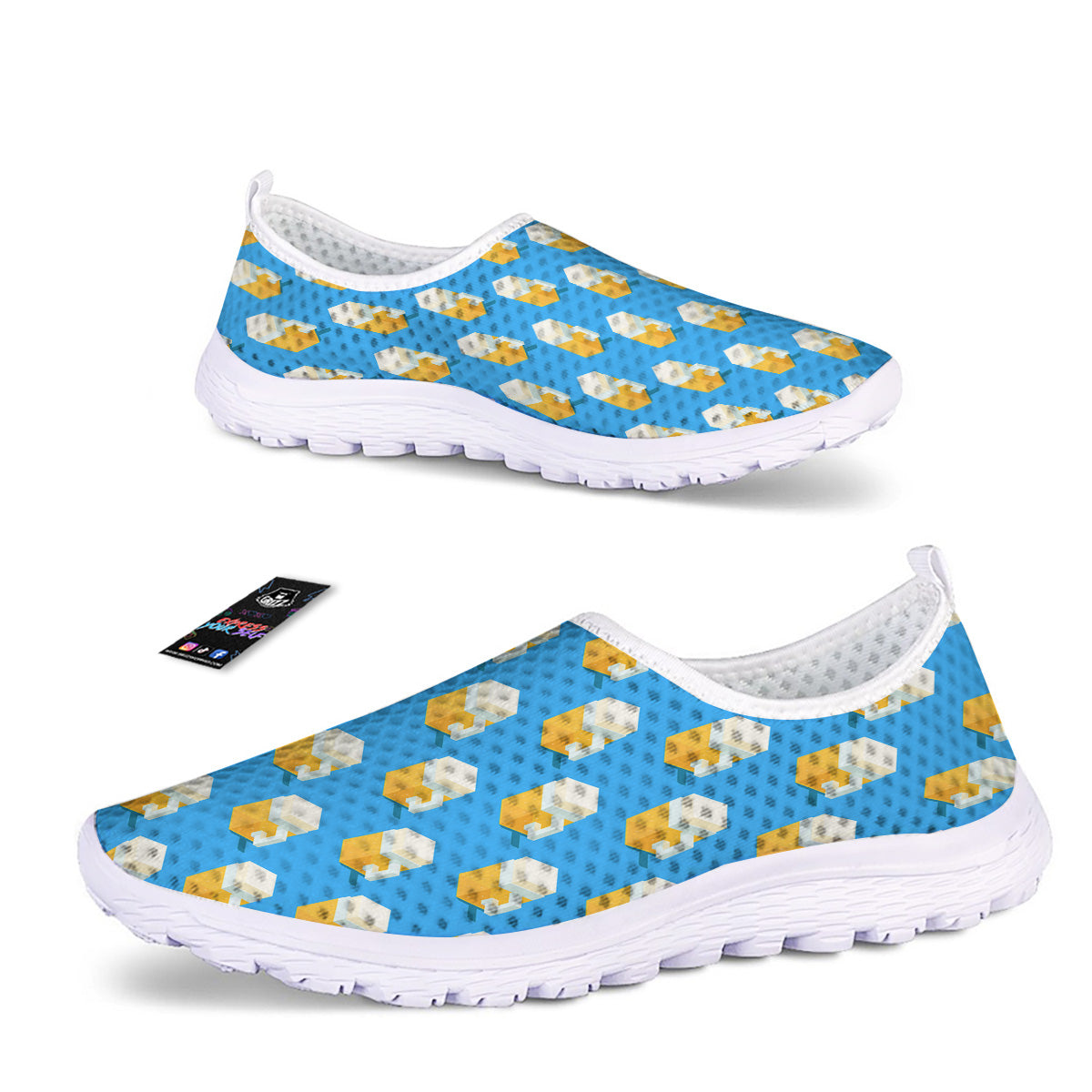 Cubic Beer Mugs On Blue Print Pattern Nurse Shoes-grizzshop