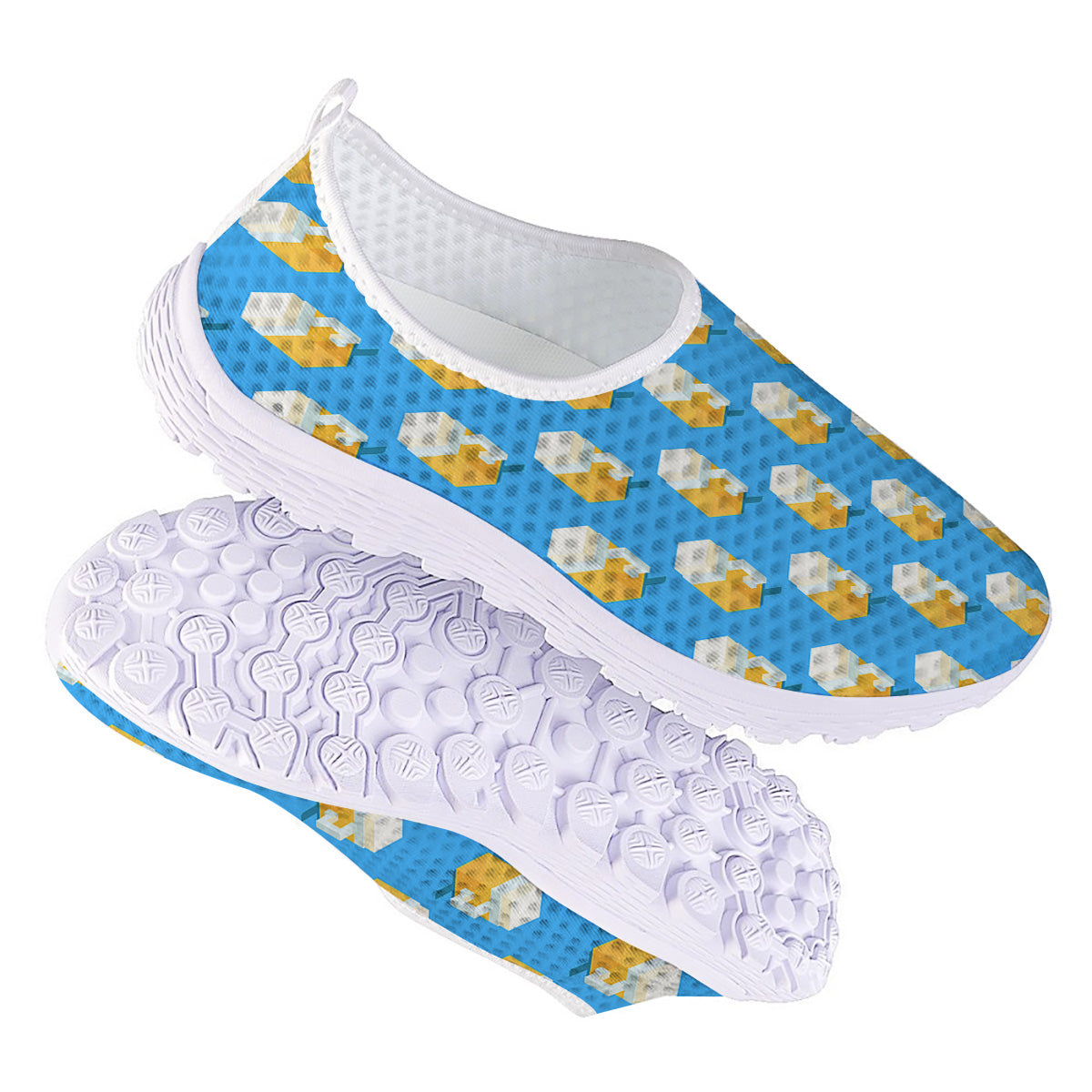 Cubic Beer Mugs On Blue Print Pattern Nurse Shoes-grizzshop