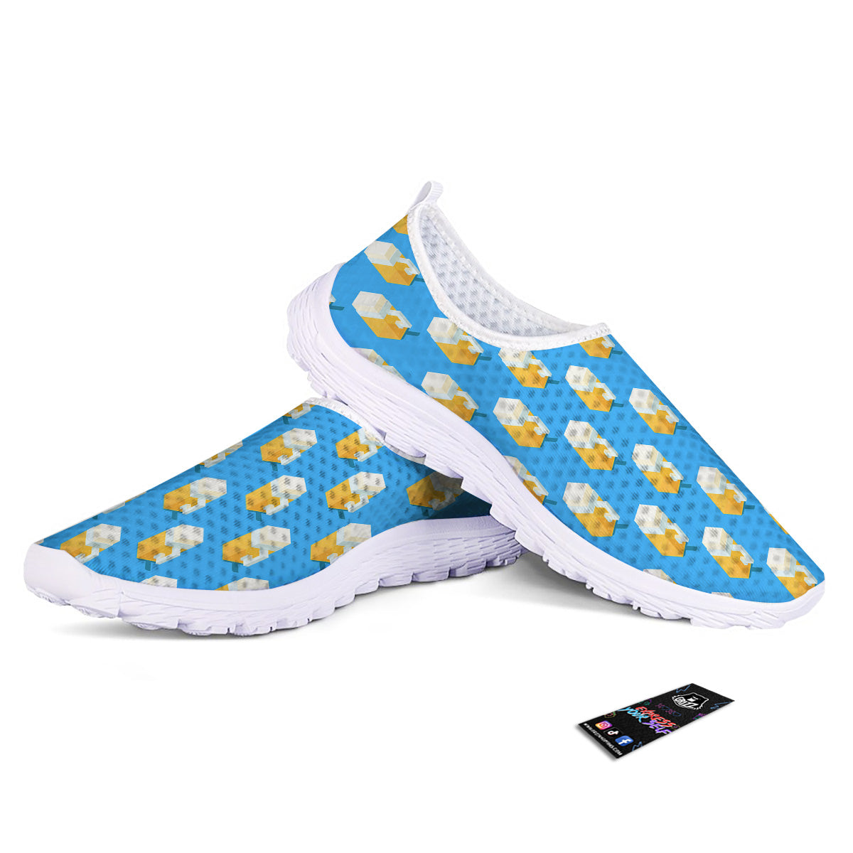 Cubic Beer Mugs On Blue Print Pattern Nurse Shoes-grizzshop