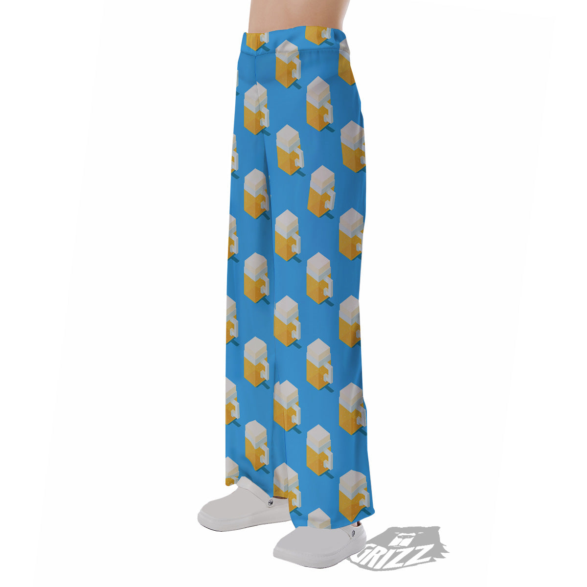 Cubic Beer Mugs On Blue Print Pattern Pajama Pants-grizzshop