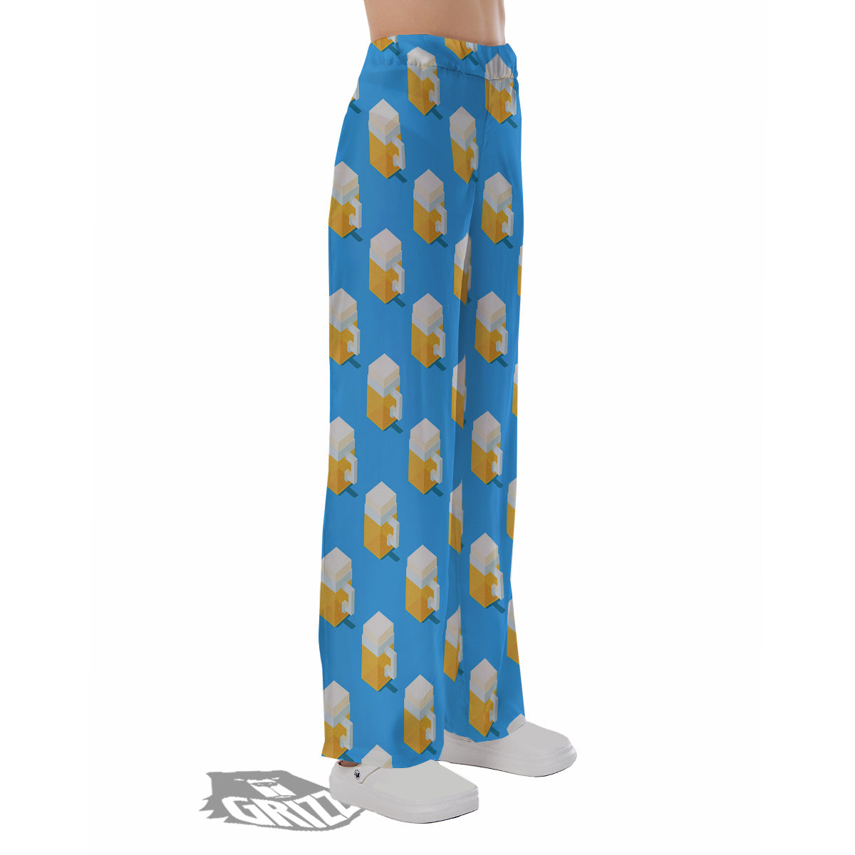 Cubic Beer Mugs On Blue Print Pattern Pajama Pants-grizzshop