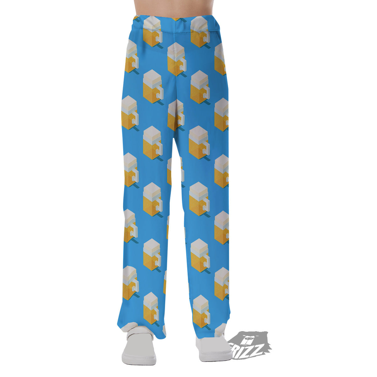 Cubic Beer Mugs On Blue Print Pattern Pajama Pants-grizzshop