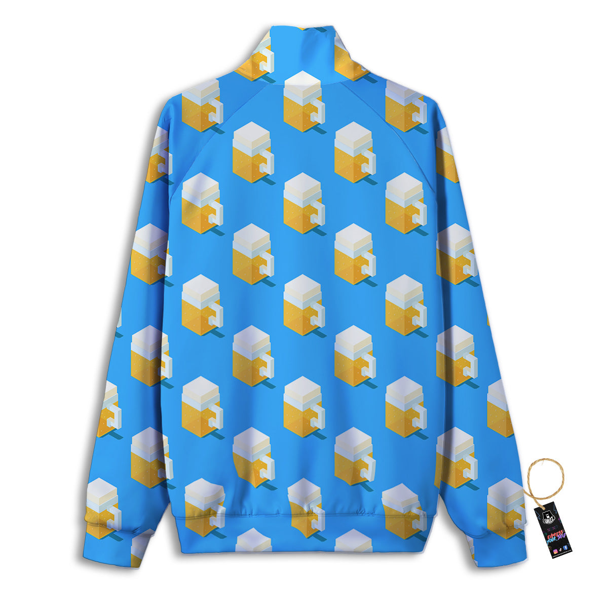 Cubic Beer Mugs On Blue Print Pattern Track Jacket-grizzshop