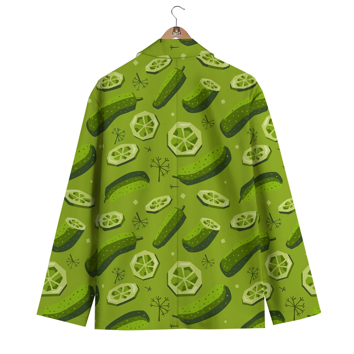 Cucumber Pickle Pattern Print Men's Blazer-grizzshop