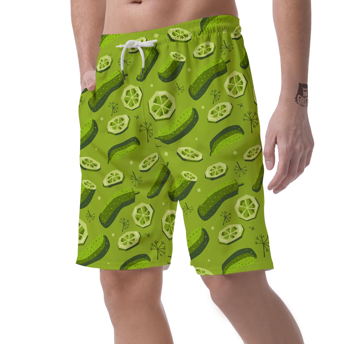 Cucumber Pickle Pattern Print Men's Shorts-grizzshop