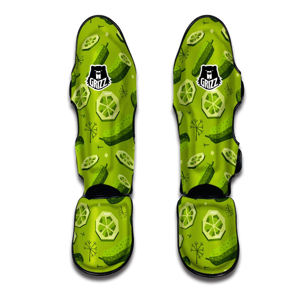 Cucumber Pickle Pattern Print Muay Thai Shin Guards-grizzshop