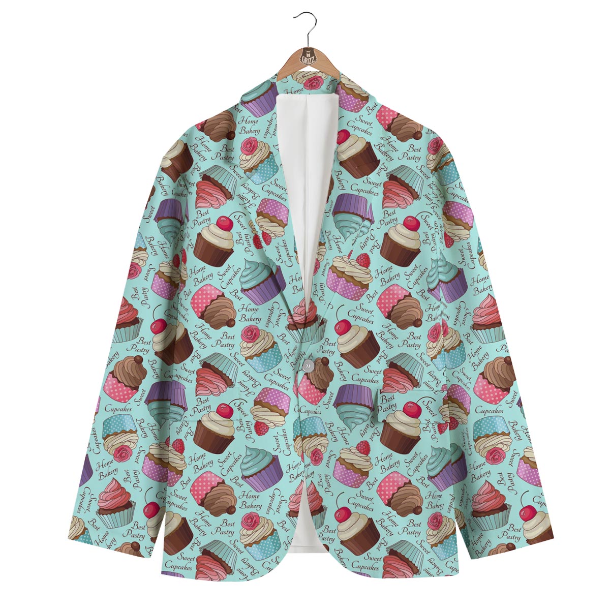 Cupcake Blue Pattern Print Men's Blazer-grizzshop