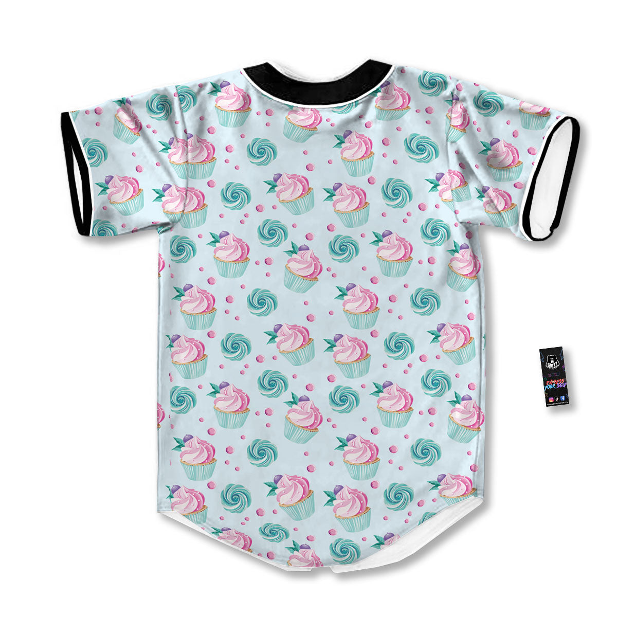 Cupcake Cartoon Print Pattern Baseball Jersey-grizzshop