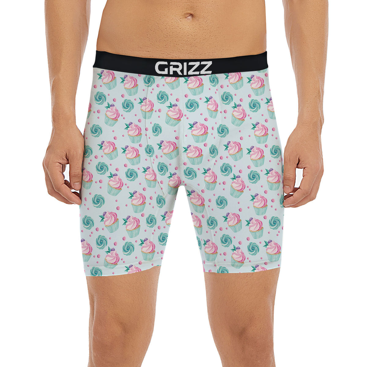 Cupcake Cartoon Print Pattern Boxer Briefs-grizzshop