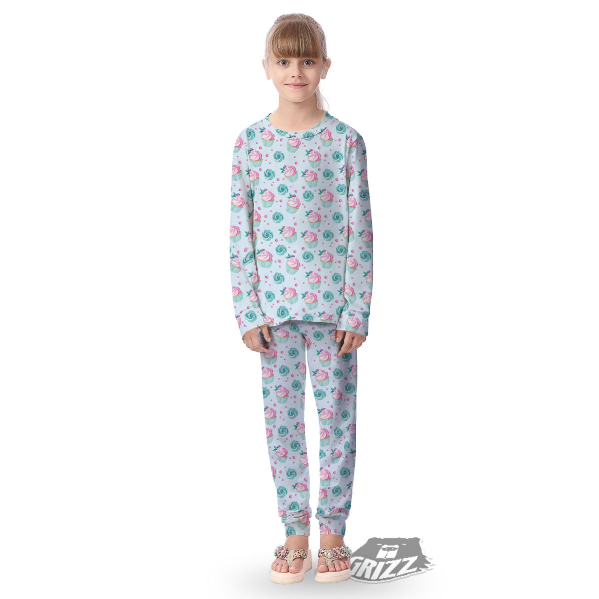 Cupcake Cartoon Print Pattern Kid's Pajamas-grizzshop