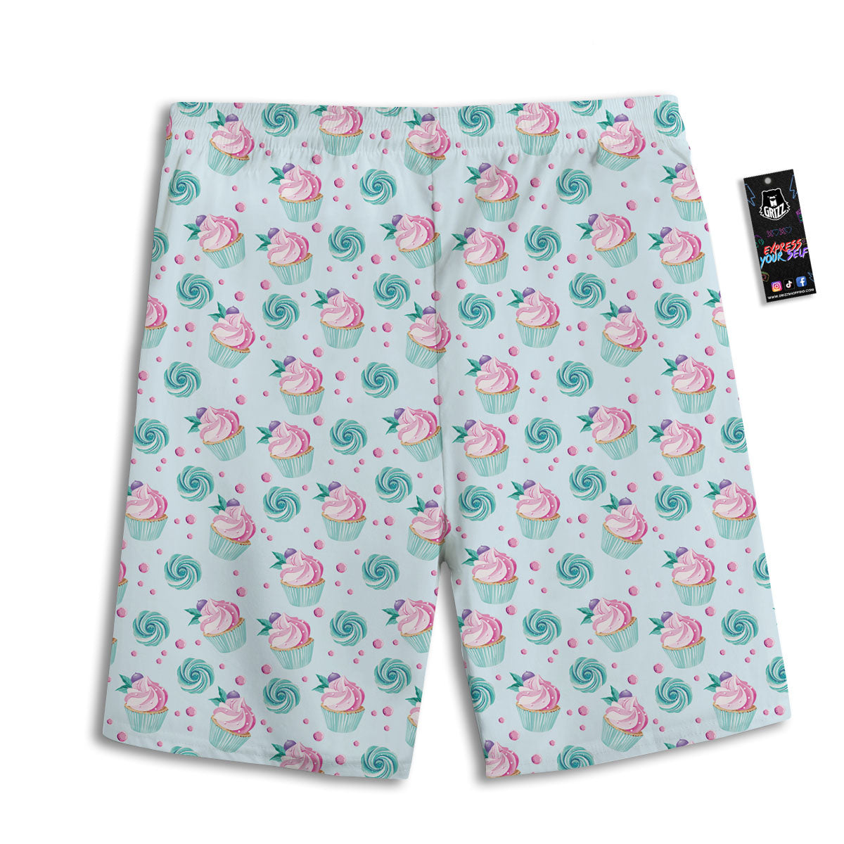 Cupcake Cartoon Print Pattern Men's Athletic Shorts