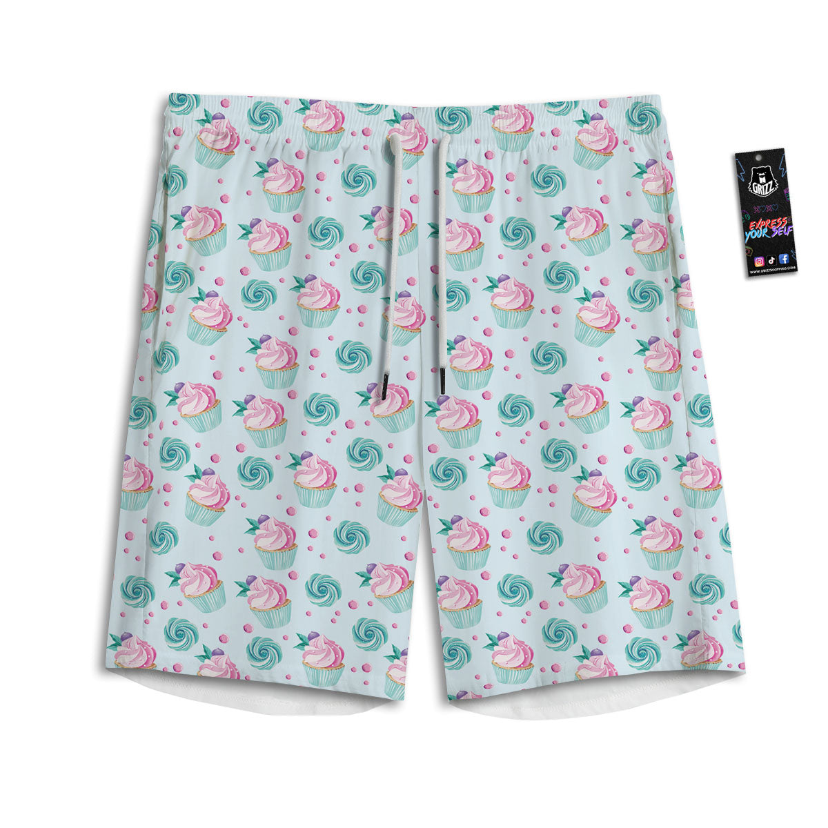 Cupcake Cartoon Print Pattern Men's Athletic Shorts
