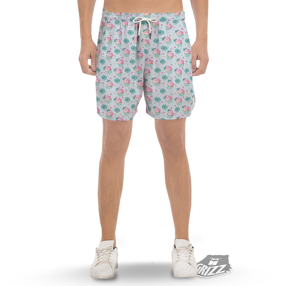Cupcake Cartoon Print Pattern Men's Gym Shorts-grizzshop