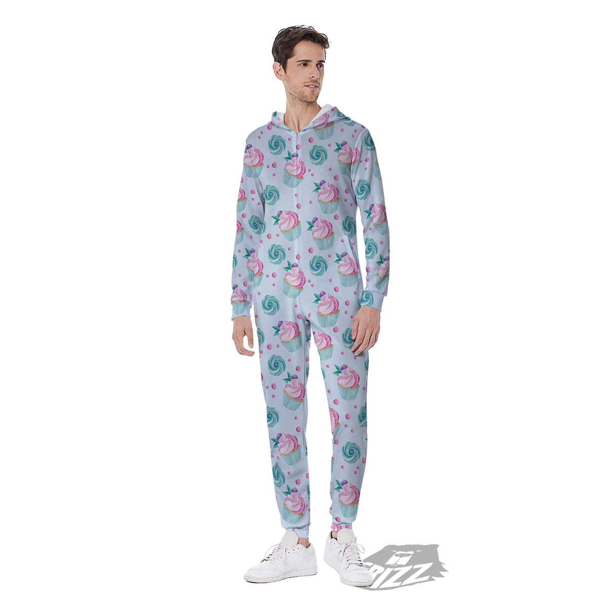Cupcake Cartoon Print Pattern Men's Jumpsuit-grizzshop