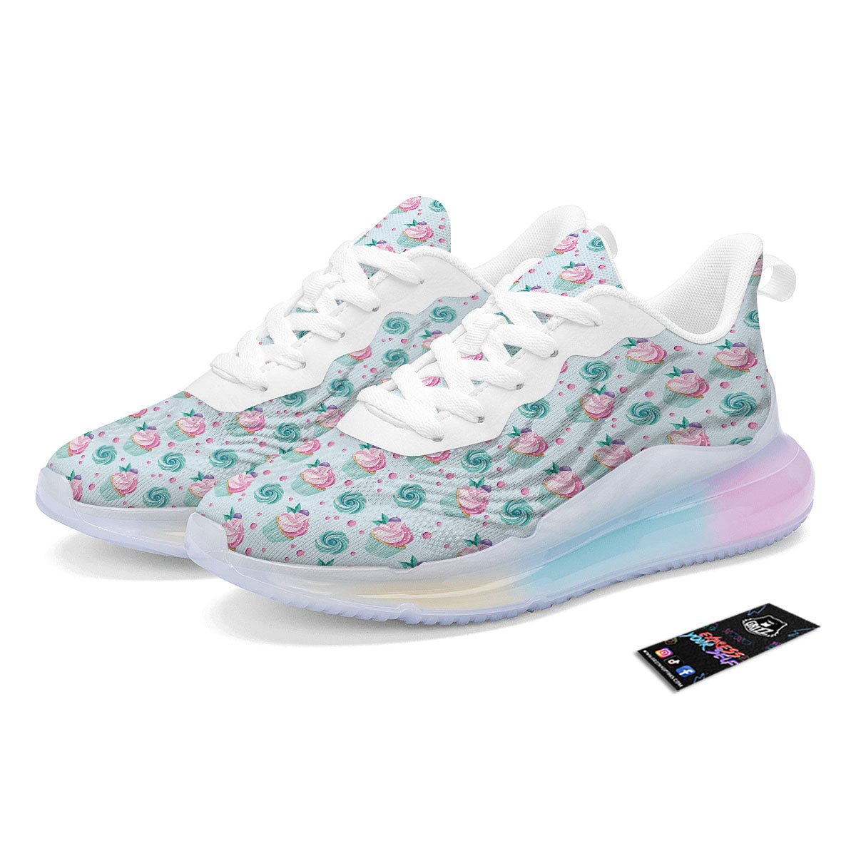 Cupcake Cartoon Print Pattern Running Sneakers-grizzshop