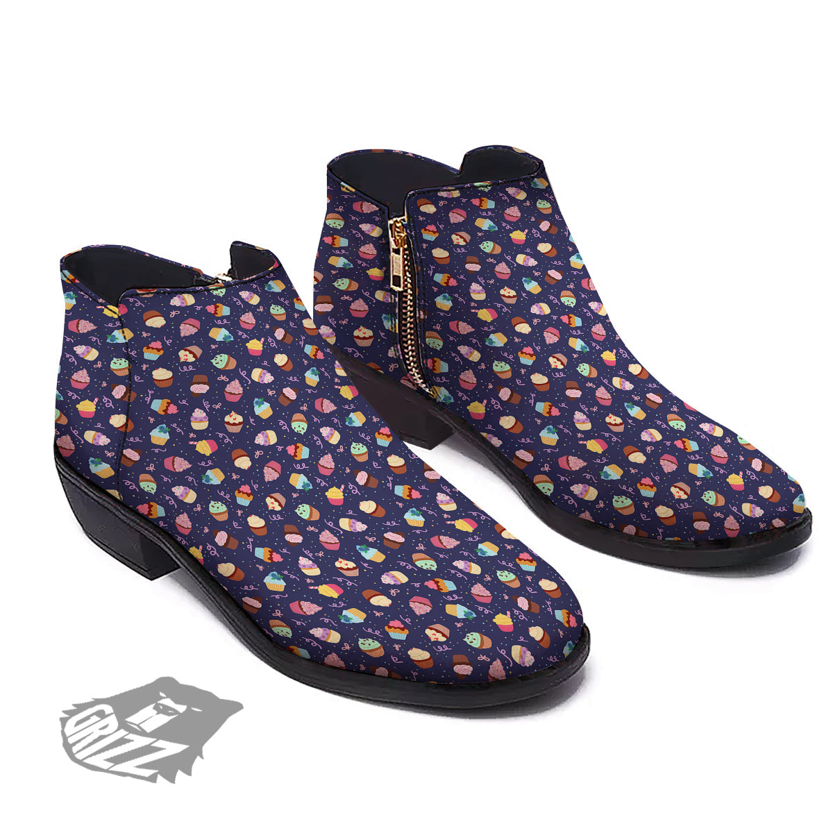 Cupcake Cute Print Pattern Ankle Boots-grizzshop