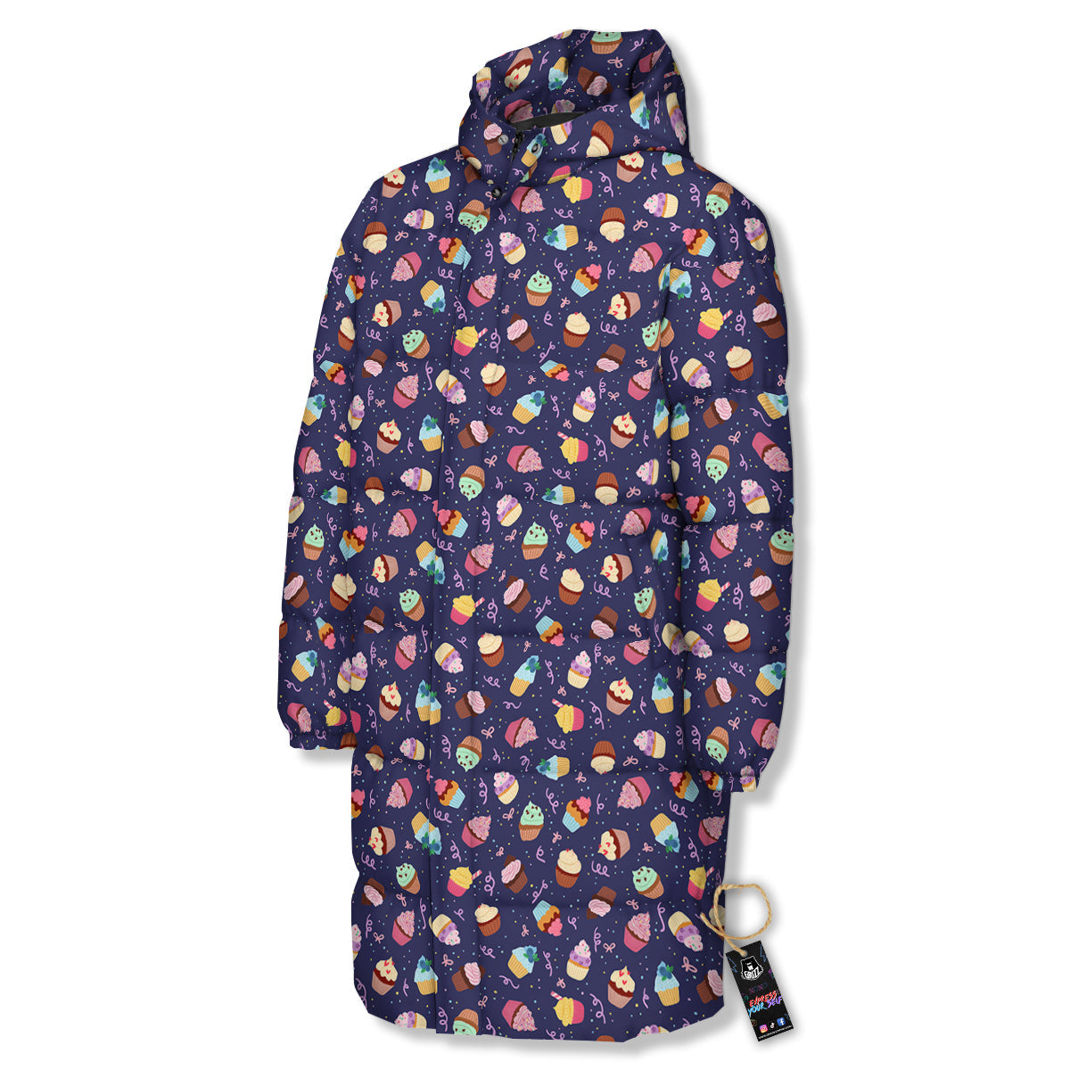 Cupcake Cute Print Pattern Long Down Jacket-grizzshop