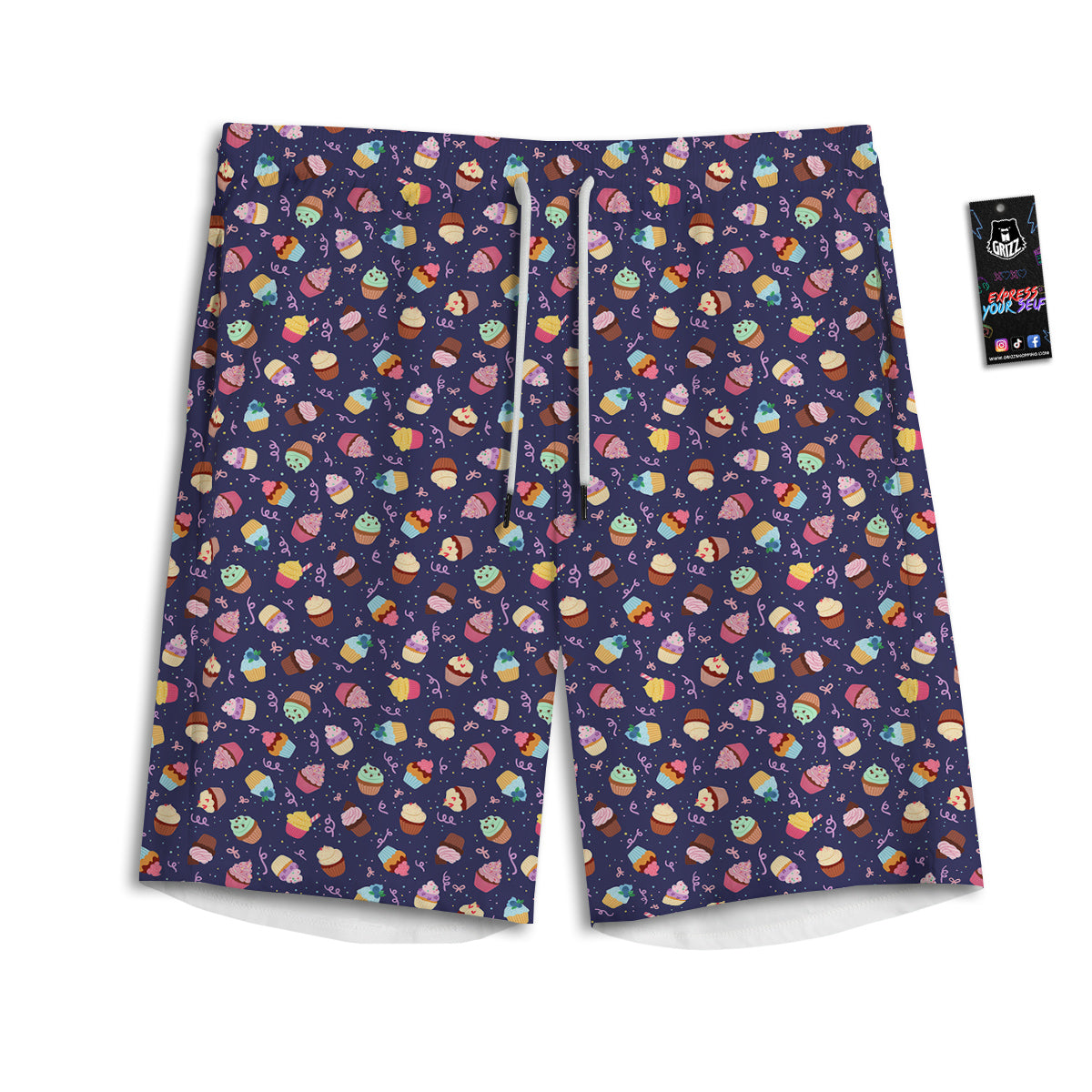 Chrysanthemums And Japanese Cranes Print Men's Athletic Shorts