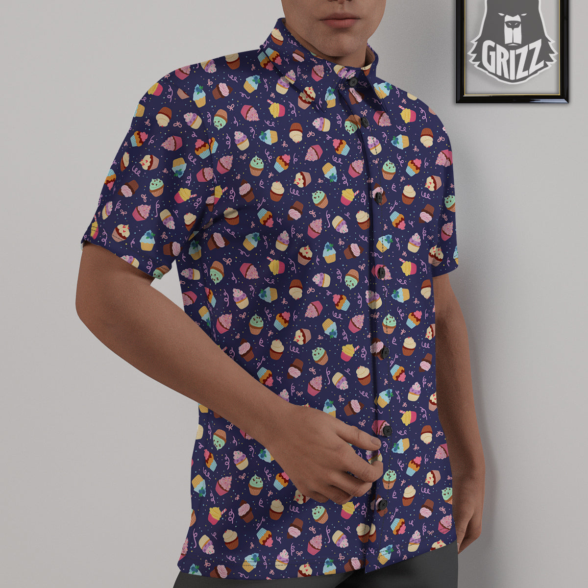 Cupcake Cute Print Pattern Untucked Shirts-grizzshop