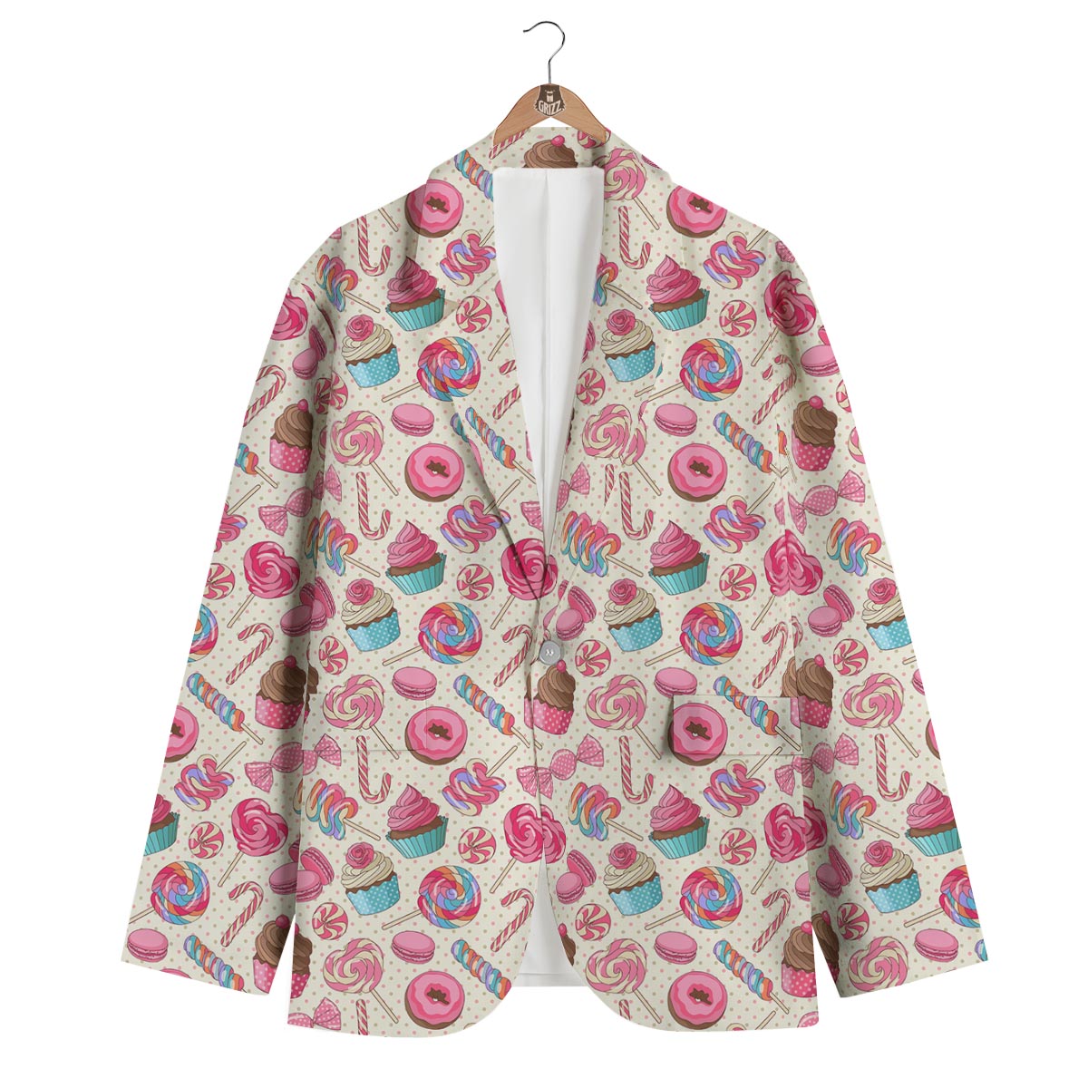 Cupcake Dessert Pattern Print Men's Blazer-grizzshop
