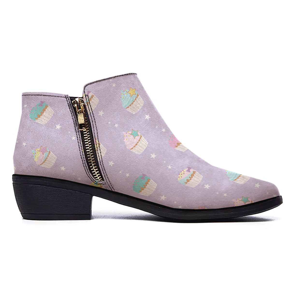 Cupcake Pastel Print Pattern Ankle Boots-grizzshop