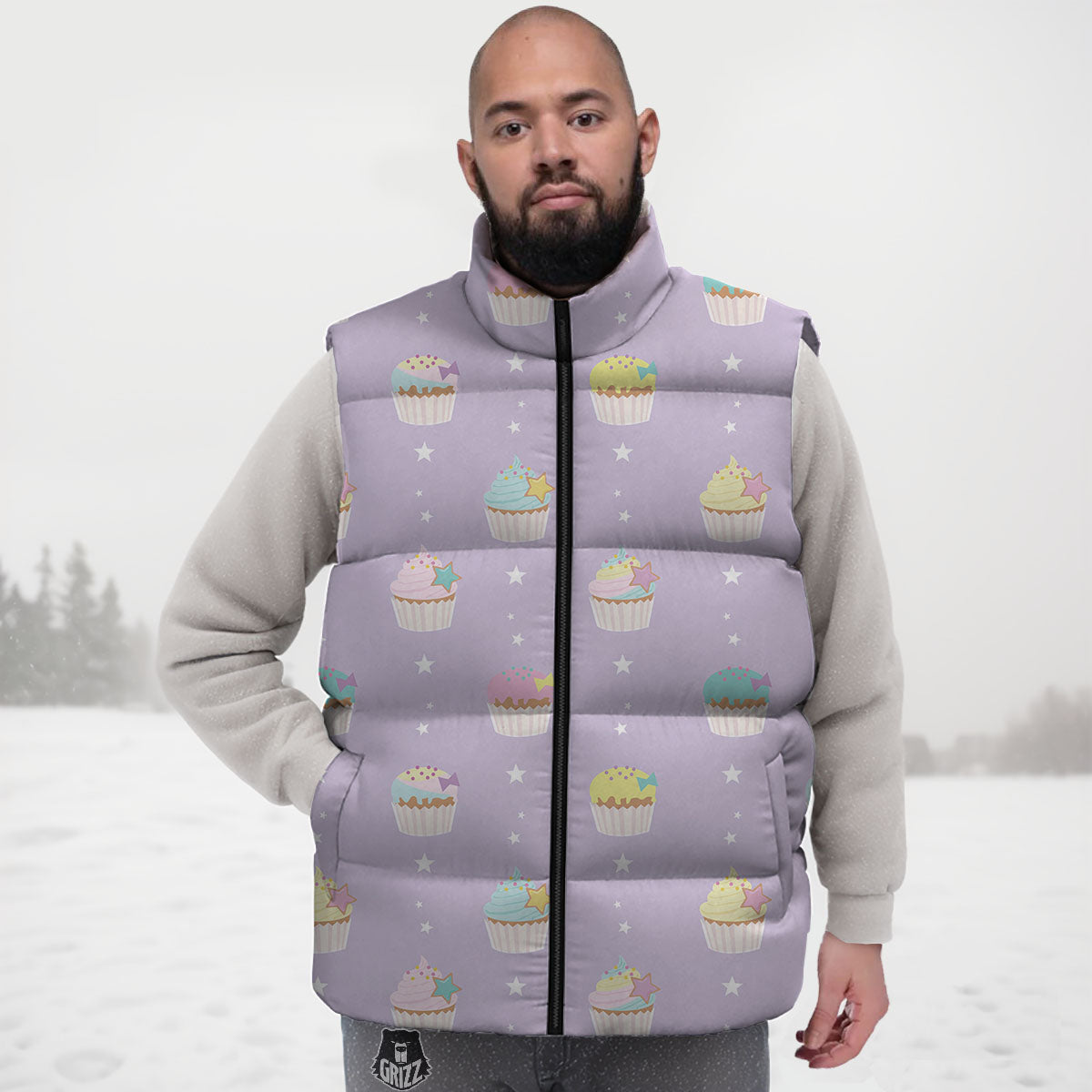 Cupcake Pastel Print Pattern Down Vest