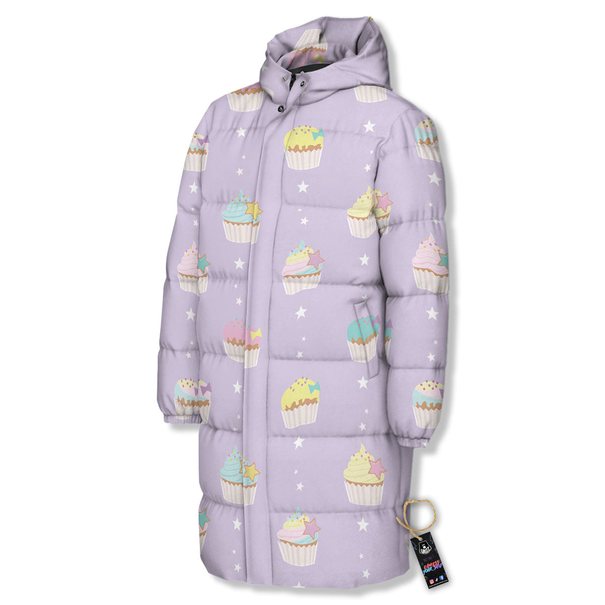 Cupcake Pastel Print Pattern Long Down Jacket-grizzshop