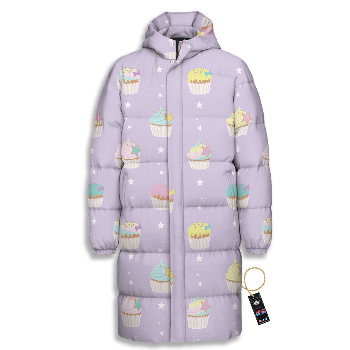 Cupcake Pastel Print Pattern Long Down Jacket-grizzshop