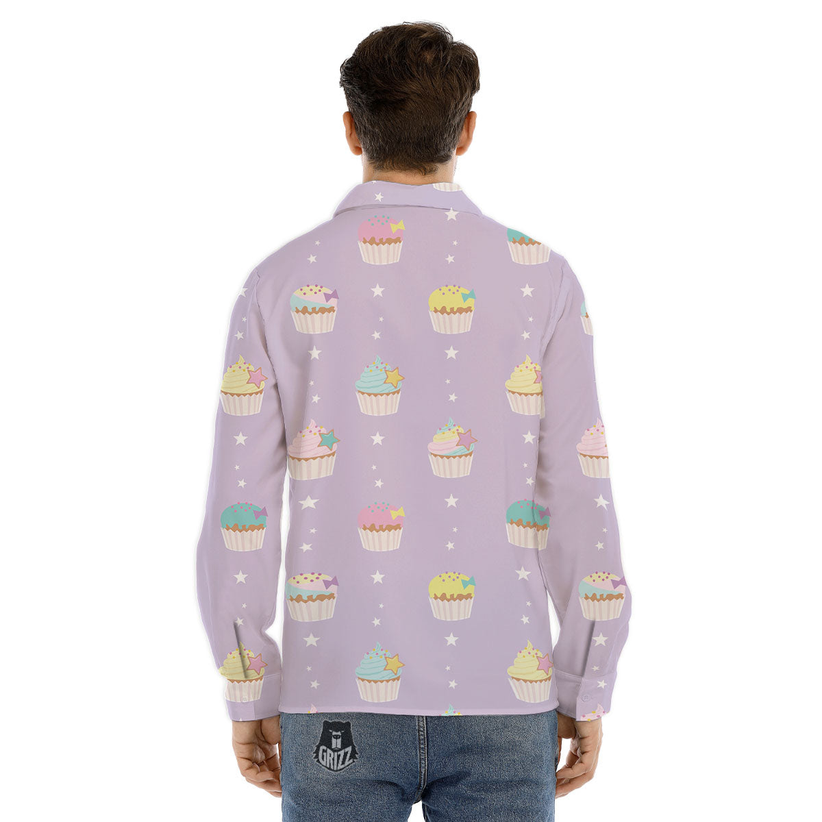 Cupcake Pastel Print Pattern Men's Dress Shirts-grizzshop