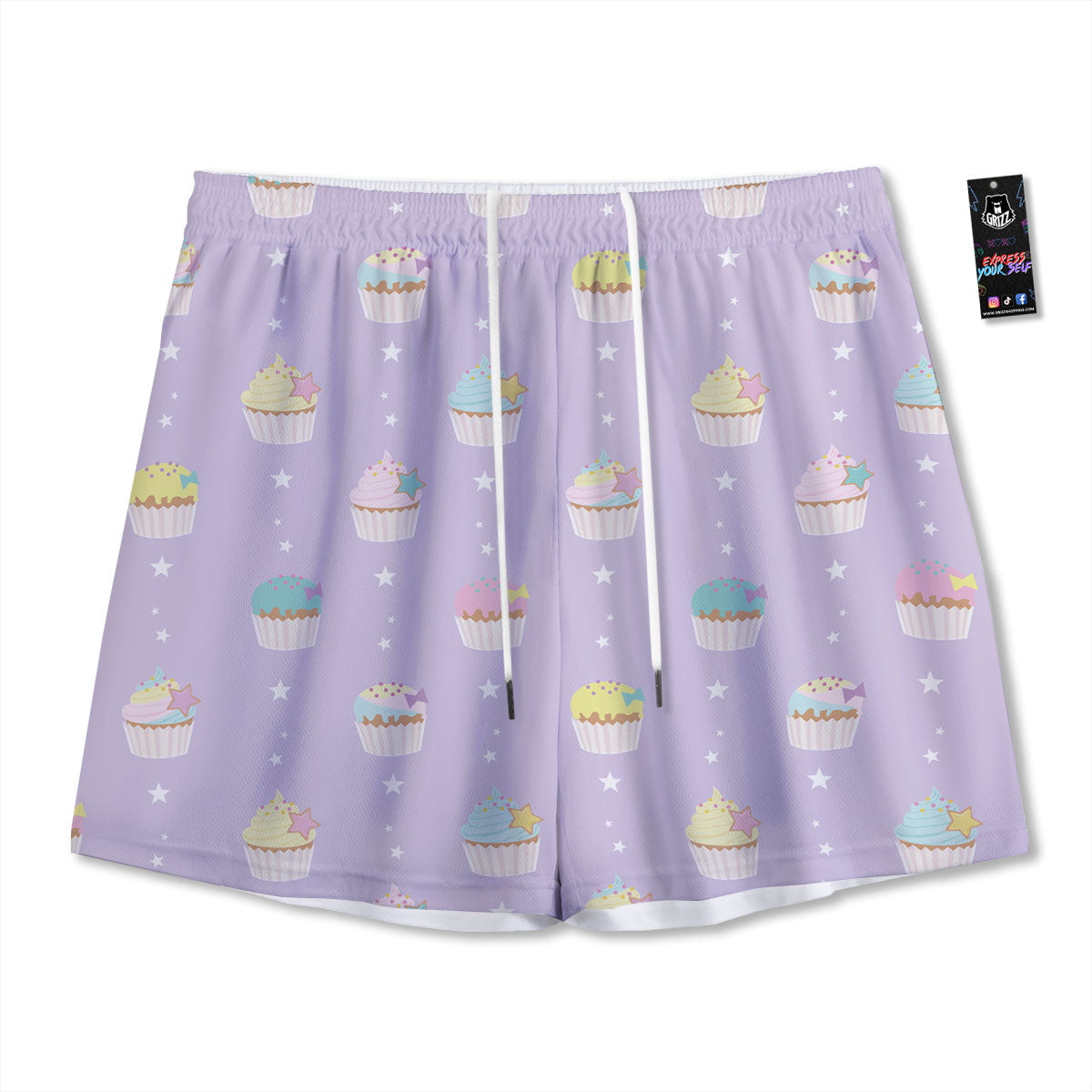 Cupcake Pastel Print Pattern Mesh Shorts