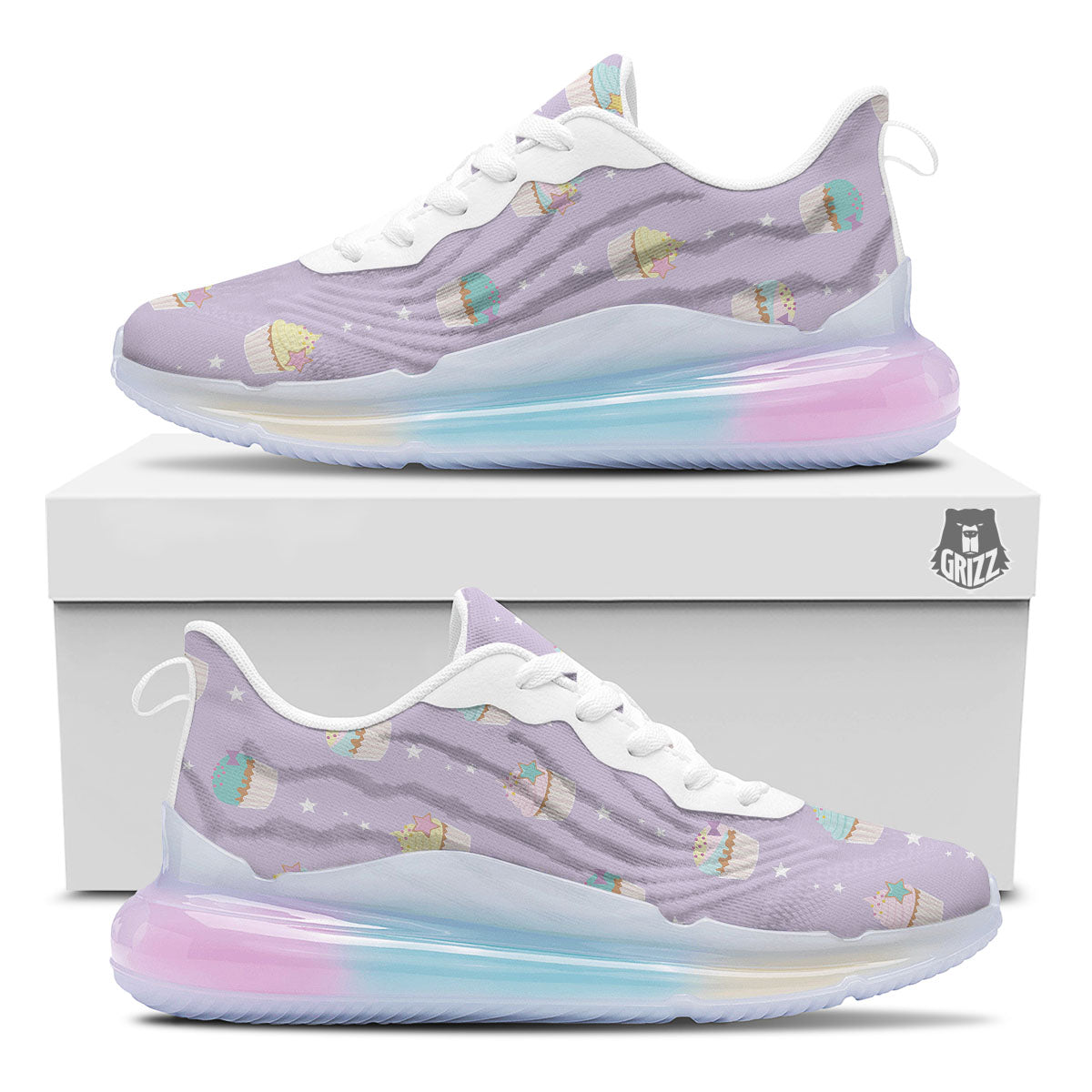 Cupcake Pastel Print Pattern Running Sneakers-grizzshop
