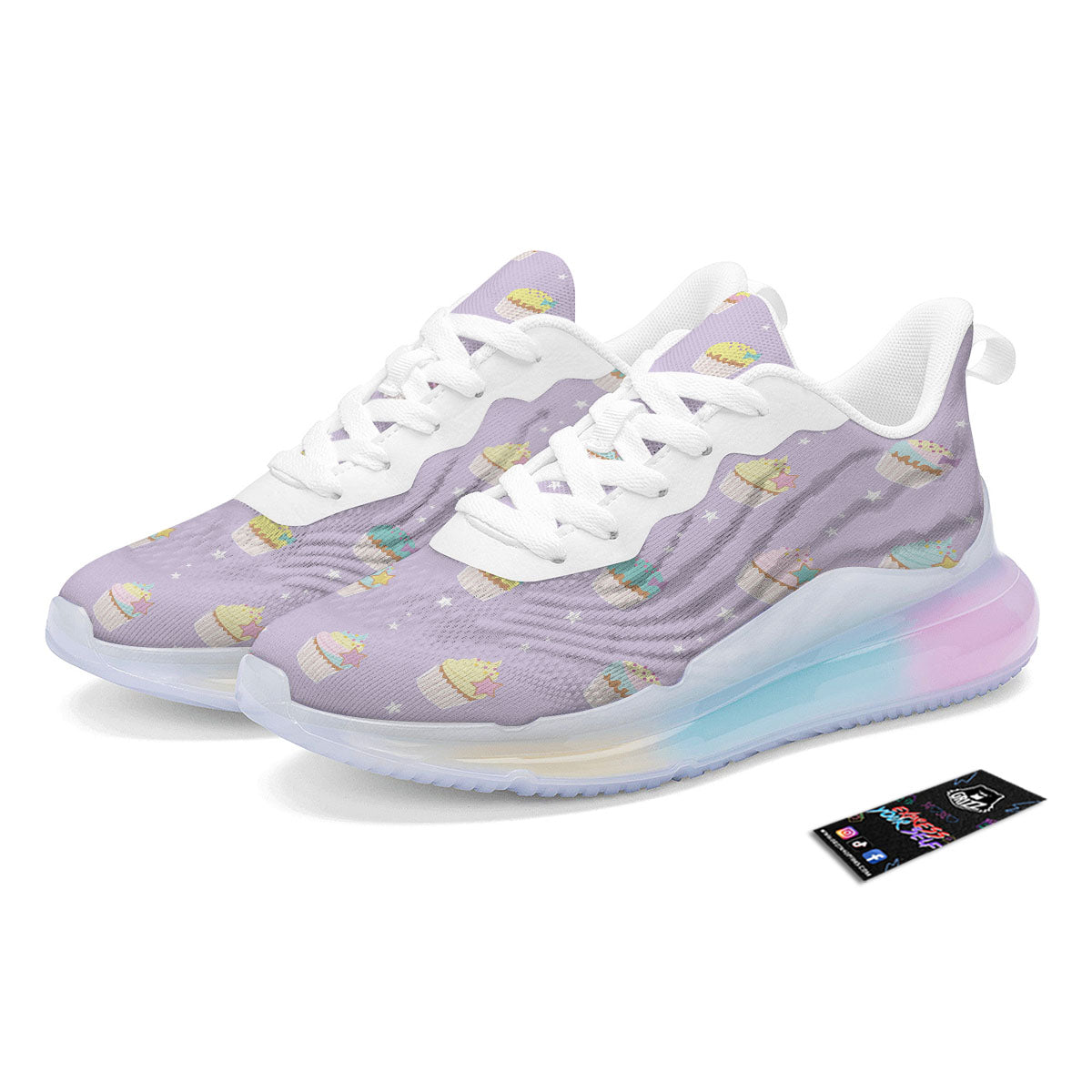 Cupcake Pastel Print Pattern Running Sneakers-grizzshop