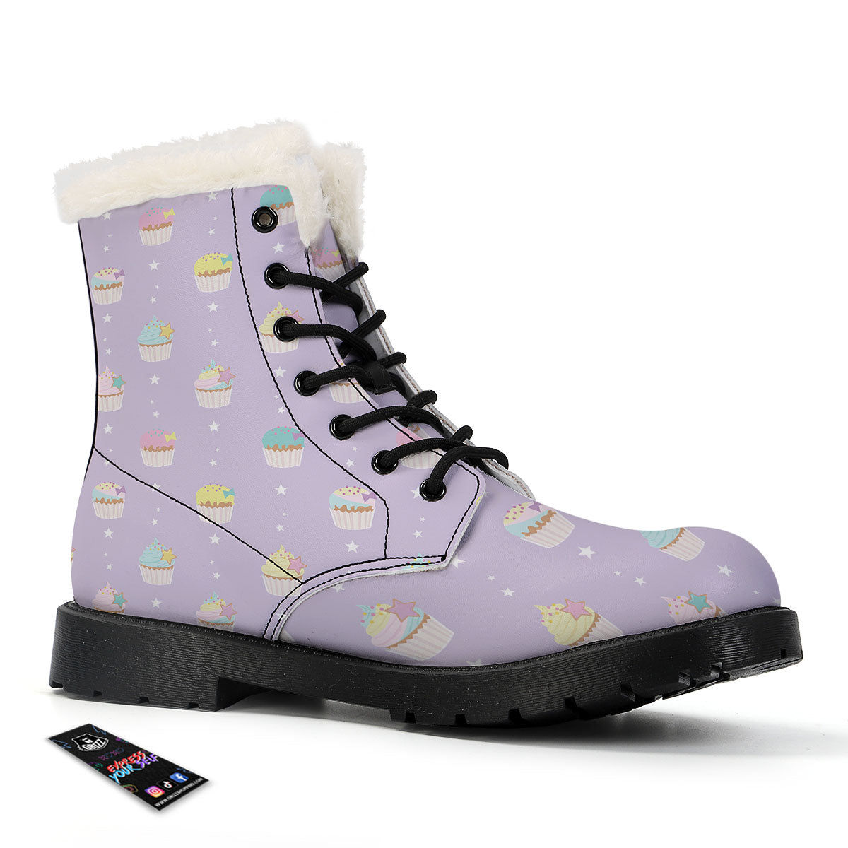 Cupcake Pastel Print Pattern Winter Boots-grizzshop
