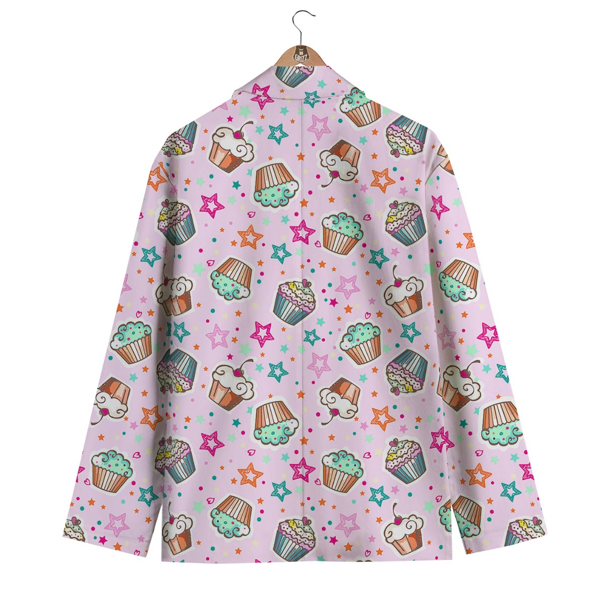 Cupcake Pattern Print Men's Blazer-grizzshop