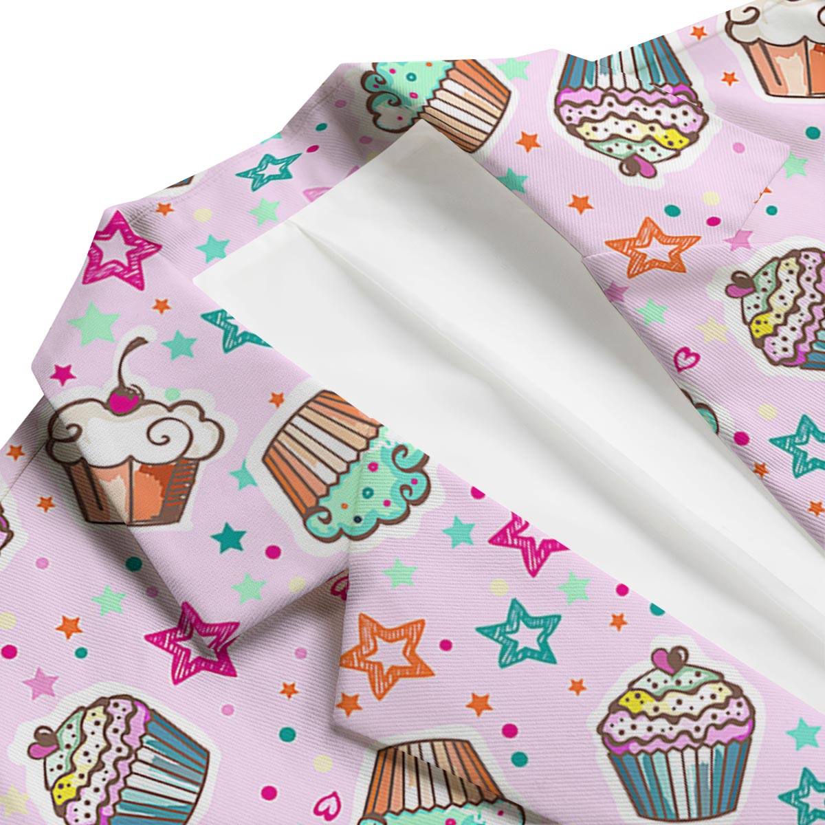 Cupcake Pattern Print Men's Blazer-grizzshop